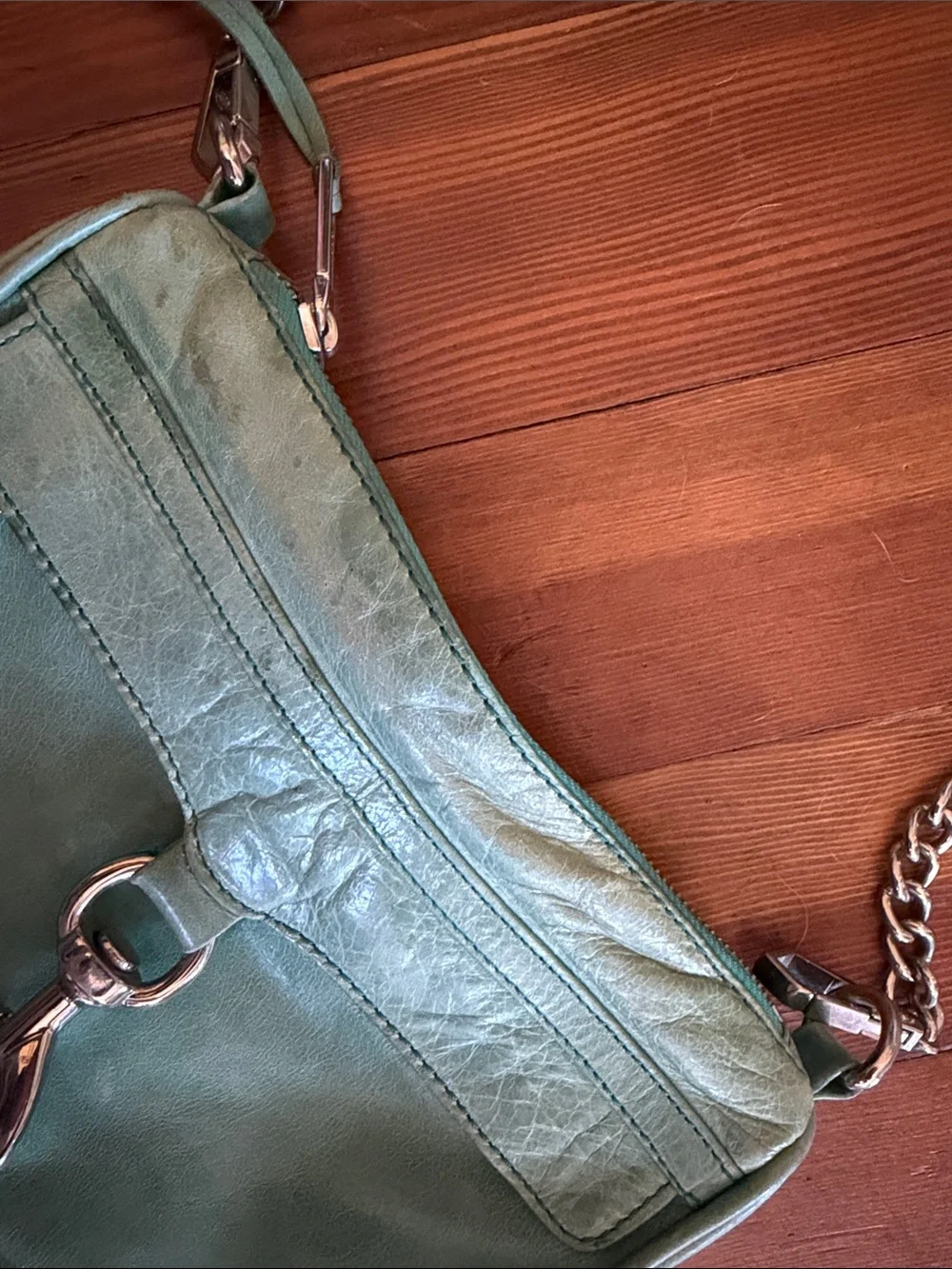 Rebecca Minkoff Seafoam blue green Leather Mini Mac Crossbody